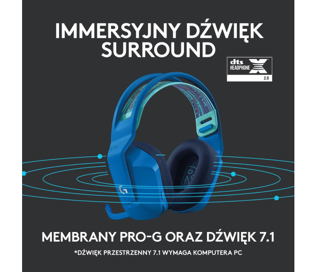LOGITECH SG733 LIGHTSPEED Wireless RGB Headset BLUE Niebieski - 594939 - zdjęcie 15